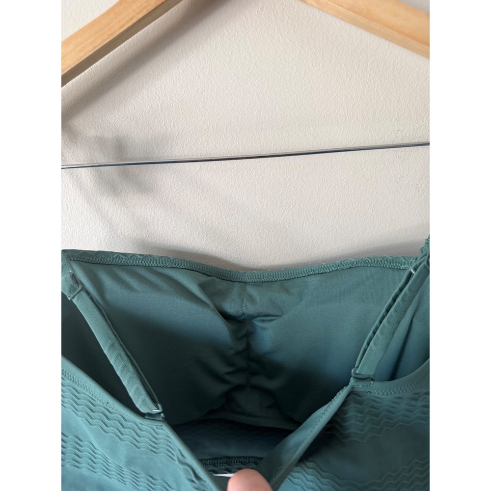Aerie Teal Green Textured Chevron Bandeau Top Adjustable Straps Medium - Picture 7 of 7
